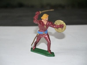 FIGURINE STARLUX MOYEN AGE BORDEAUX ÉPÉE DESSUS ET BOUCLIER TÈTE BLOND - Picture 1 of 2