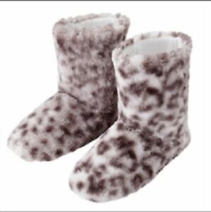 Ladies Tilda Leopard Print Slipper Boots Size 4 BNIP