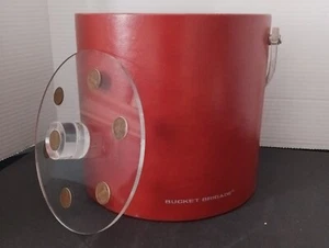 Vintage Bucket Brigade Morgan Designs Ice Bucket Tan w/ 1975 Pennies on Lid - Picture 1 of 13