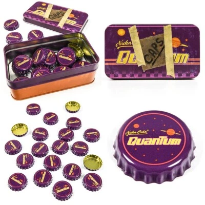 Fallout 3 4 76 New Vegas 20 Nuka Cola Quantum Tapas de Botella Caja de Lata Estuche Oficial Foto 1 de 3