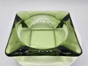Vintage MCM 70’s Square Avocado Green Glass Cigarette Ashtray 4 Slots 4.5” - Picture 1 of 14