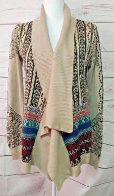 Cárdigan Suéter Anthropologie Mirando a las Estrellas Frente Abierto Pequeño Tostado Multi  Foto 1 de 4