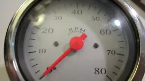VEETHREE 3 3/8" SILVER TACHOMETER 0-8000 RPM, RED NEEDLE WITH BRACKET P/N 37253 - Picture 1 of 7