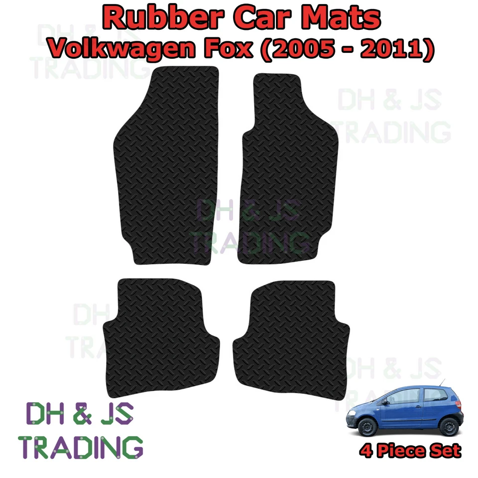 Juego de 4 alfombrillas de goma negras a medida para Volkswagen Fox VW Fox (2005-2011) Foto 1 de 1