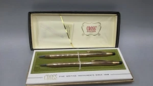 Vintage Cross 12K Gold Filled Ball Point Pen And Pencil Set Original Box 4501 - Picture 1 of 17