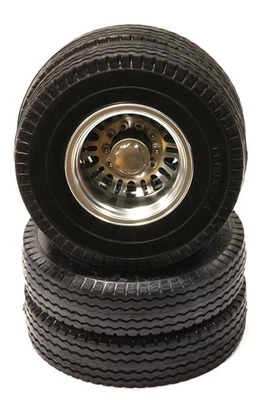 Rueda y neumático doble trasero de aleación Billet tipo III (2) para camiones tractor Tamiya 1/14 Foto 1 de 3