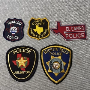 5 Police Patches Texas El Campo Wichita Falls Jack Cty Hidalgo Arlington Sheriff - Picture 1 of 14