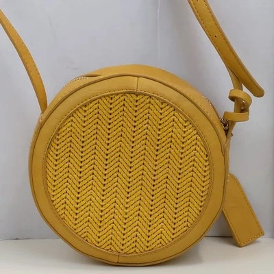 Bolso Bandolera Amarillo Redondo Tejido Estilo Ratán Correa Ajustable Boho Verano Cartera Foto 1 de 4