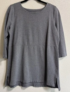 J. Jill Women’s Size L Gray Ponte Tunic Top Knit 3/4 Sleeve Boat Neck Minimalist - Picture 1 of 7