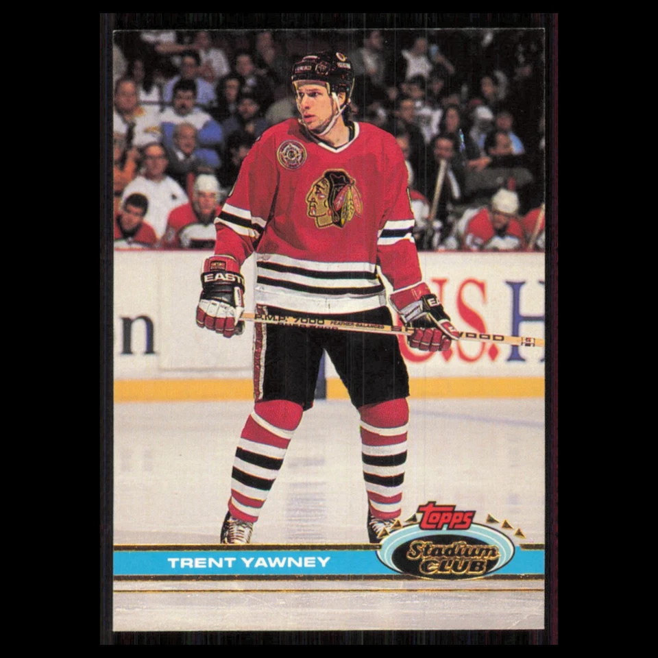Trent Yawney #205 1991 Topps Stadium Club Chicago Blackhawks Hockey Card NHL NM - Image 1 of 3