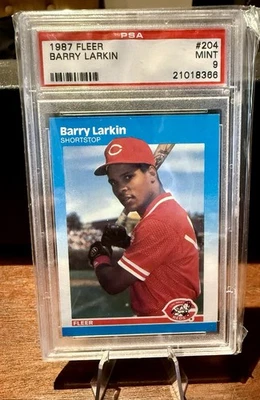 1987 Fleer Barry Larkin RC PSA 9 Cincinnati Reds Rookie Baseball Card - Image 1 of 2