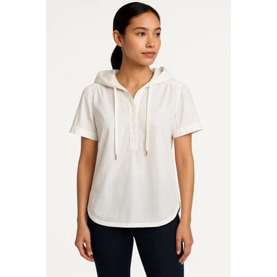 MARC By Marc Jacobs Women’s Cotton Poplin Hoodie Popover in White-Size Small Foto 1 de 4