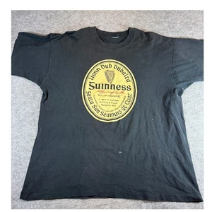 VINTAGE Guinness Beer Promo Shirt Mens XL Black Graphic Single Stitch Tee 90s - Picture 1 of 7