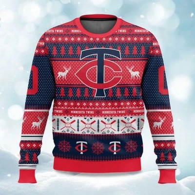 2025 Twins Baseball Personalized Ugly Christmas Sweater -Christmas Gift - Image 1 of 4