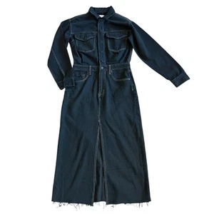 Pistola Amira Denim Midi Dress Vioght Black High Slit Long Sleeve Size Small NWT - Bild 1 von 13