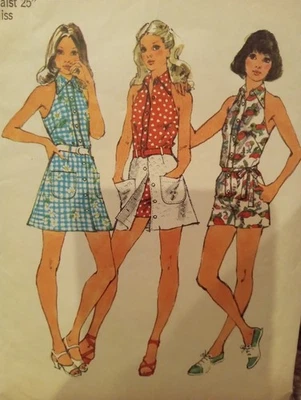 CUT Complete Vintage 70s Halter Jumpsuit Sewing Pattern Sz 10 70s Skirt Pattern - Image 1 of 3