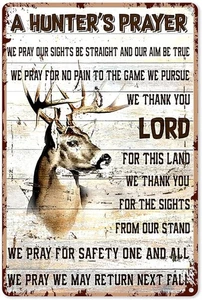 Letreros de caza para habitación ciervos caza oración metal hojalata decoración de pared retro Si... - Imagen 1 de 4