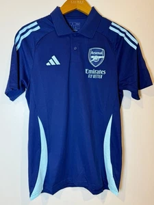 2024-2025 Adidas Arsenal AFC Football Club Polo Blue Adult Men's Small Soccer - Picture 1 of 10