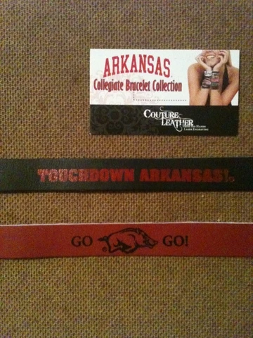 ARKANSAS RAZORBACKS Collegiate Women COUTURE LEATHER Foil Stamped BAND BRACELET Cover