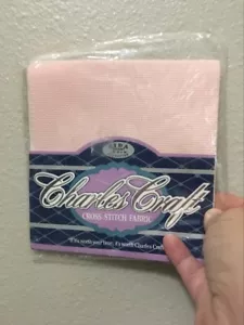Charles Craft Silver Label Aida Cross Stitch Fabric 14 Count 12 x 18 PINK - Picture 1 of 5