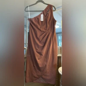 NEW Mauve 1 Shoulder Cutout Ruched Bodycon Party Dress XL - Picture 1 of 4