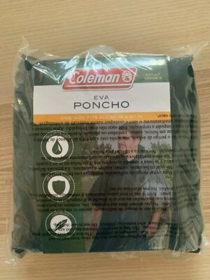 COLEMAN Full Coverage Rain Hood Adult Poncho .15 mm EVA PVC-free/Brand New! - Image 1 of 2