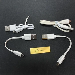 4-Pack Micro Usb 5” Inch - 1.5’ Foot Various Length White Camera Cable Android - Picture 1 of 2