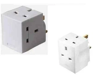3 WAY ADAPTOR 3 PIN MAINS SOCKET 13 AMP DOUBLE HOUSEHOLD MULTI PLUG ADAPTER UK - Picture 1 of 2