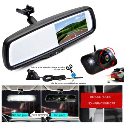 4.3" Car Rear View Mirror Monitor No1 Bracket+IR CCD Reversing Camera For Toyota - Image 1 of 4