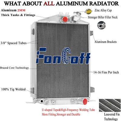 3 Row Aluminum Radiator Fit 1932 Ford Model B/BB High Boy Chevy Motor Config Foto 1 de 4