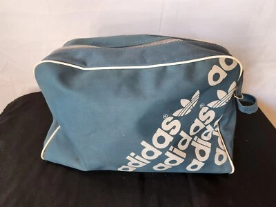 🚨🔥Винтажный 70-х 80-х ретро Adidas синий спортивная спортивная сумка РЕДКАЯ! Ремешок на молнии б/у в отличном состоянии - Изображение 1 из 4