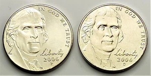 2006  P & D  Jefferson Nickel - BU Set Pulled From OMW Rolls - Picture 1 of 2