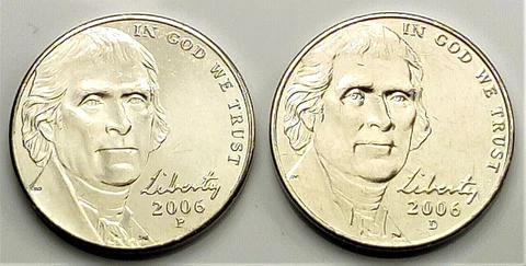 2006  P & D  Jefferson Nickel - BU Set Pulled From OMW Rolls Cover