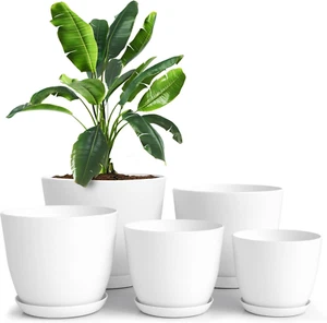 - Plant Pots Indoor with Drainage - 7/6.6/6/5.3/4.8 Inches Flower Pots for Indoo - Picture 1 of 12