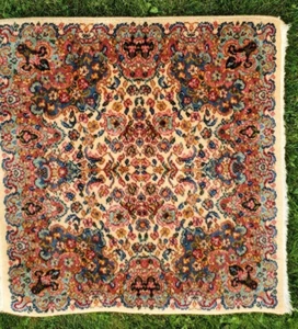 Karastan Ivory Kirman Rug 2'8"x2'10" Floral #759 Wool Karastan Carpet Vintage - Picture 1 of 9