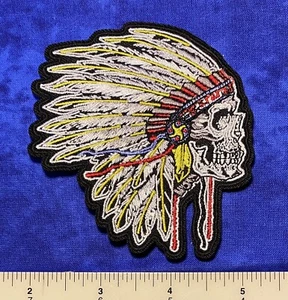 INDIAN SKULL MOTORCYCLE CHEIF BIKER PATCH 3.5 " WHOLESALE LOT OF 5 - Picture 1 of 2