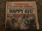 Newspaper St. Louis Post Happy 61 62 Mark Mcgwire Baseball Homerun Cardinals
