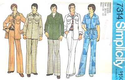 1970's Simplicity Men's Shirt-Jacket,Pants Pattern 7314 Size 38-40 UNCUT - Image 1 of 2