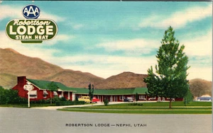 NEPHI, UTAH - ROBERTSON ROADSIDE LODGE - VINTAGE LINEN POSTCARD - Picture 1 of 2