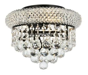 Crystal Balls Flush Mount Ceiling 3 Light Black Bathroom Bedroom Lighting 10 in - Picture 1 of 8