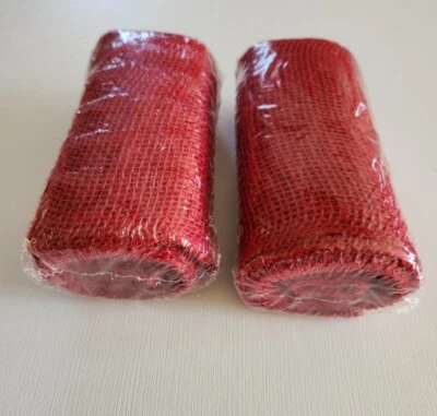New Red Burlap Spool 6" x 5yd, Lot of 2, Wreaths, Crafts, Sewing - Image 1 of 4