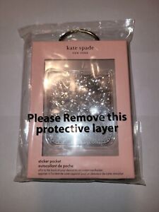 kate spade new york - Sticker Pocket Card Holder - Silver Glitter NEW