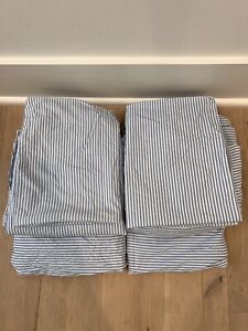 Poppy & Fritz Twin Sheet Set Denim Stripe Ticking Cotton Set Of 2
