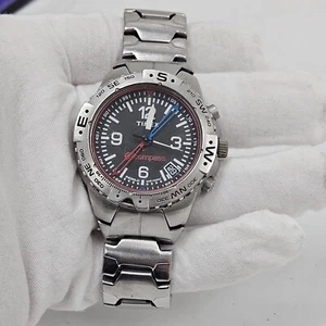 Mens 42MM Stainless Steel Timex E-Compass Expedition Indiglo WR100M Date Repair - Picture 1 of 9