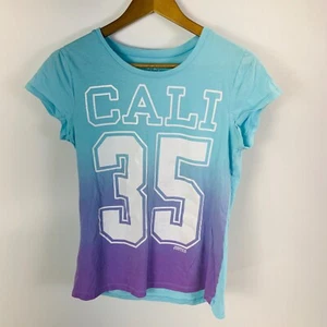 Justice Tee Shirt Short Sleeve Blue Cool Textured Graphics Girls Size 18 - Picture 1 of 7