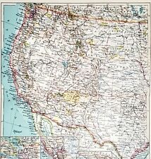 1930 Western States Map United States Texas California Washington Montana 
