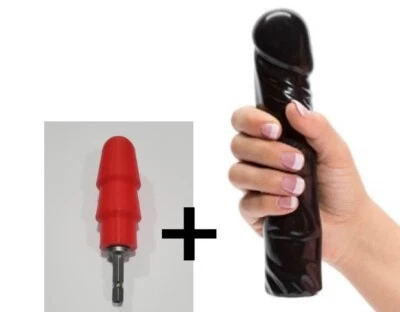 3-D Printed Red Vac-U-Lock Style adapter with Code Black 8" Classic Dong! - Image 1 of 3