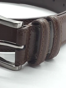 FLORSHEIM BRAUNER LEDERGÜRTEL 34 ZOLL HERREN 1,25 BREIT MARTIN SILBER SCHNALLE 2 SCHLAUFEN - Bild 1 von 11