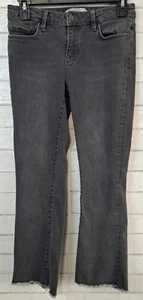 Free People Jeans Womem's Size 26W Gray Denim Cropped Raw Hem Low Rise 5 Pocket - Picture 1 of 5