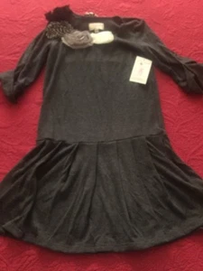 NWT Fiveloaves Two Fish Girls 16 Fall Winter Dress Black Gray $76 - Picture 1 of 3
